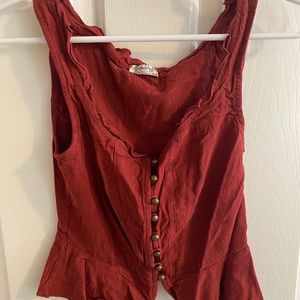 Free People Burgundy Tank Top